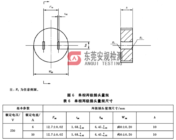 GB1002图6单相两极插头量规|GB1002量规|插头量规(图1)