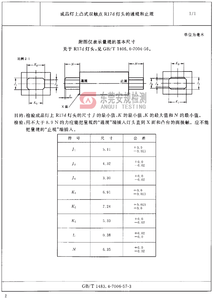 R17d灯头量规