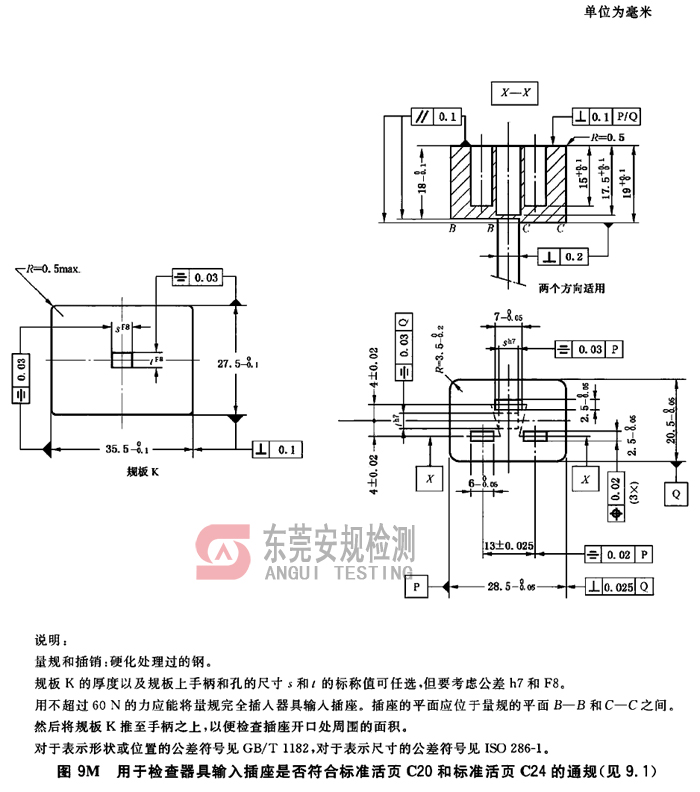 IEC60320耦合器量规图9M输入插座C20通规